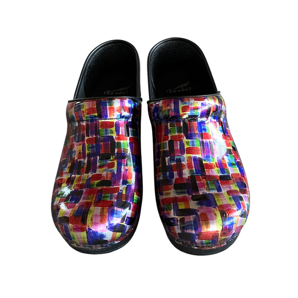 DANSKO Size EU 39/8.5-9 Colorblock Leather Slip-On Comfort Professional Clogs - Picture 5 of 9